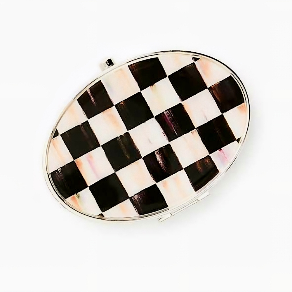 MacKenzie-Childs Courtly Check Silver Plated Compact Mirror